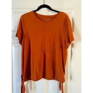 Burnt Orange Side-Tie Shirt